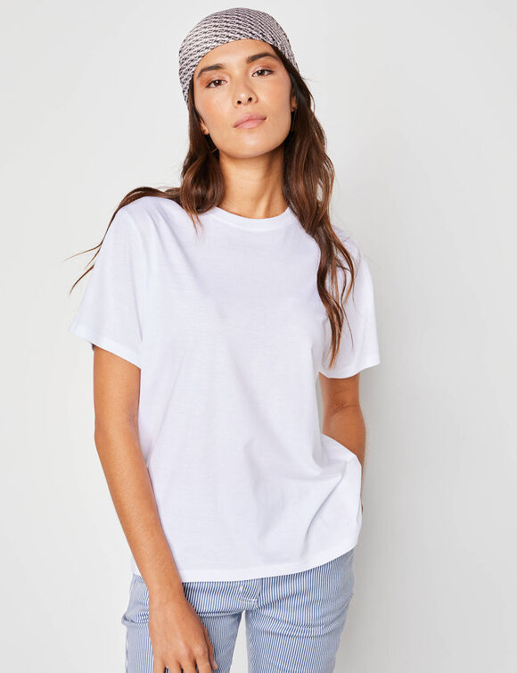 T-shirt "loose" en coton, uni (blanc) T-shirt "loose" en coton, uni (blanc)